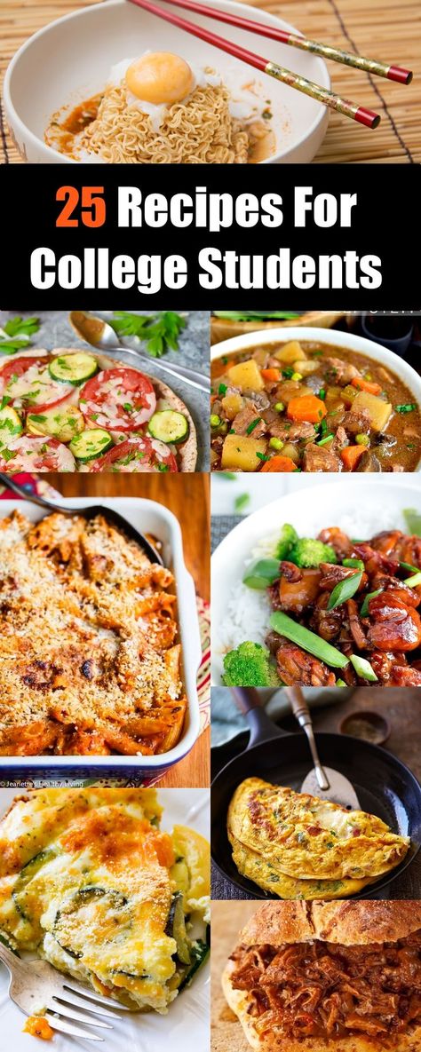 25 Recipes For College Students That Won’t Break Your Budget College Dinners, Easy Recipes For College Students, Snacks Diy, Recipes For College Students, College Dinner Recipes, College Cooking, Student Recipes, Diner Recept, College Meals