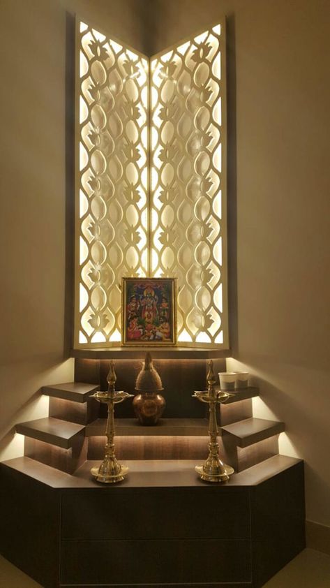 Pooja Room Designs by The KariGhars #poojaroom #pooja #temple #templedesign Pooja Room Designs, Puja Unit, Temple Room, Mandir Design, Temple Design For Home, Pooja Mandir, Pooja Room Door Design, Pooja Room Design, Room Door Design