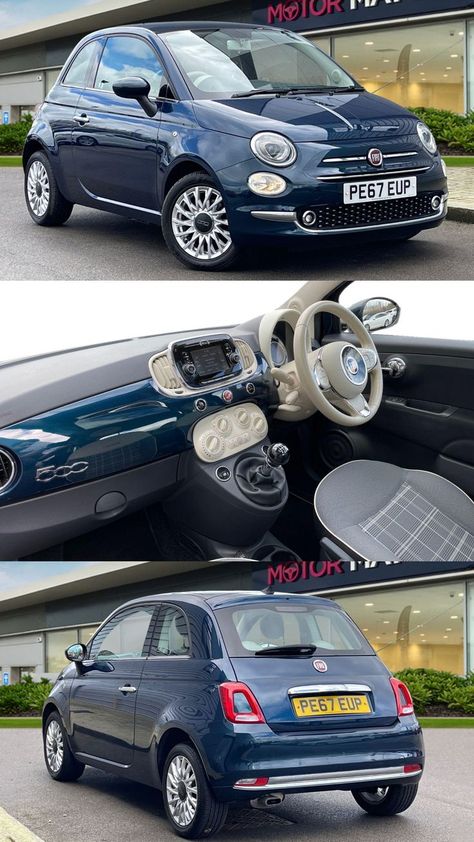 This Fiat 500 is the perfect mixture of a high tech and fabulous looking car, which truly stands out from the rest! Fiat 500 Aesthetic Interior, Fiat Car, Fiat 500 Aesthetic, Fiat 500 Lounge, Fiat 500 Car, First Cars, Fiat Cars, Barbie Dream, First Car