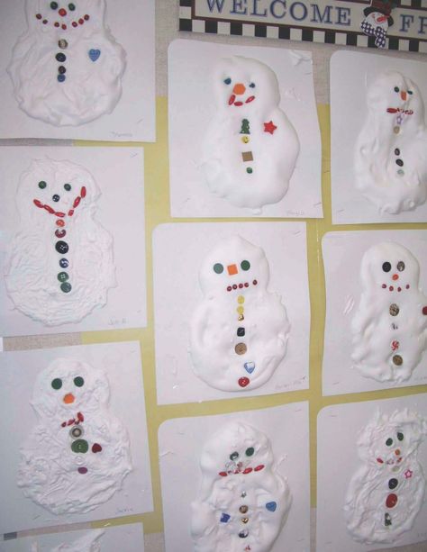 Activities For Jan Brett's Story The Mitten Glitter Paint Diy, Melted Snowman Craft, Shaving Cream And Glue, Homemade Puffy Paint, Snowmen Activities, Jan Brett, Melted Snowman, Snowman Craft, K Crafts