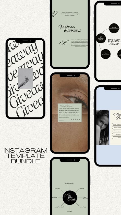 Instagram Template Mockup promoting instagram template bundle for estheticians, skincare enthusiasts and more. Dermatologist Branding, Esthetician Branding, Esthetician Instagram, Brand Colours, Skin Facts, Social Media Templates, Instagram Design, Canva Templates, Esthetician