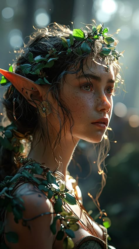 Faerie Character, Fae Fantasy Art, Elven Druid, Fairy Portrait, Faerie Aesthetic, Girl Vampire, Awkward Family Photos, Elves And Fairies, Fantasy Aesthetic