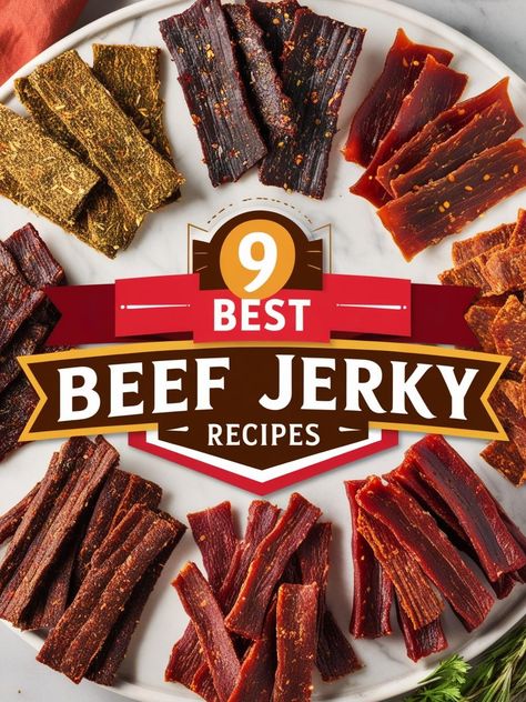 Looking for beef jerky recipes that cater to every craving? Explore our top 9 picks, including classics like garlic and black pepper and exotic favorites like Korean BBQ style and sweet mango jerky. These recipes combine simple ingredients with bold seasonings to create the perfect snack for any occasion. Smoked Jerky Recipes, Beef Jerky Recipe Dehydrator, Beef Jerky Marinade, Homemade Beef Jerky Recipe, Jerky Recipes Dehydrator, Jerkey Recipes, Smoked Jerky, Jerky Marinade, Beef Jerky Recipe