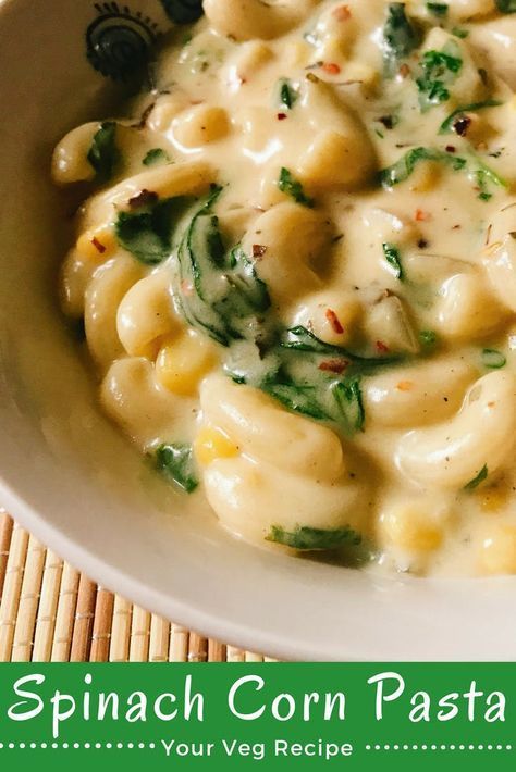 White Sauce Spinach Corn Pasta! #pasta #Recipes #vegetarianrecipes #healthyrecipes #dinnerrecipes #food #spinach White Sauce Macroni Recipe, Spinach And Corn Recipes, White Pasta Recipes, Veg Pasta Recipes, Veg Pasta, White Pasta Sauce Recipe, Pasta With Spinach, Veg Recipe, Dinner Then Dessert