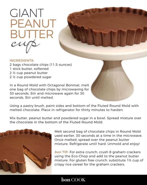 Like creamy peanut butter and chocolate? Or do you prefer a crunch? Have it your way with this recipe! Grab the recipe here, click to grab the Fluted Round mold for the fabulous edge! #peanutbutter #chocolate #pnbcup #recipe #bonmagic #boncook Taco Breakfast Casserole, Taco Breakfast, Peanut Butter Treats, Round Moulding, Peanut Butter And Chocolate, Crustless Quiche, Peanut Butter Cup, Magic Recipe, Pastry Brushes