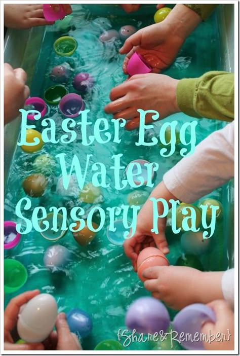 Easter Egg Water Sensory Play Easter Eyfs, Water Sensory Play, Easter Activities For Toddlers, Easter Play, Easter Preschool, Easter Activities For Kids, Plastic Easter Eggs, Spring Preschool, Ikea Hackers