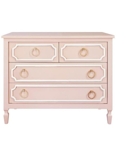 Storage Furniture - Inspired by Hollywood regency designs, the Beverly Four Drawer Dresser brings a touch of glamour to your nursery. Kawaii Dresser, Girls Dresser, Four Drawer Dresser, Pink Drawers, Pink Dresser, Drawer Furniture, Pink Furniture, Bush Business Furniture, Pink Border