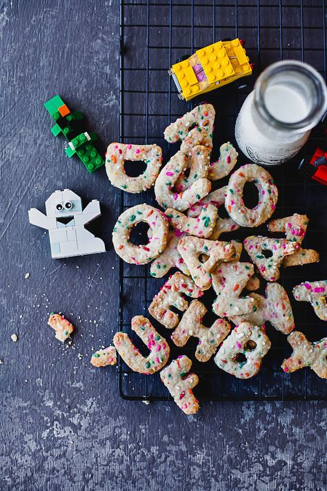 Rainbow Sprinkled Alphabet Cookies | Playful Cooking Sprinkles Recipe, Alphabet Cookies, Buzzfeed Food, Beef Recipes Easy, Rainbow Sprinkles, Birthday Food, Shortbread Cookies, Easy Cookies, Photographing Food