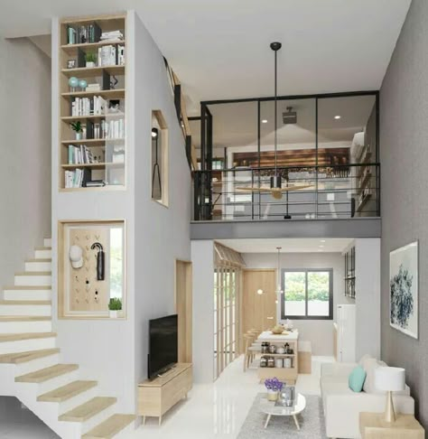 Small House Mezzanine, Affordable Prefab Homes, Loft House Design, Loft Apartments, Apartment Designs, Prefab Home, Loft Interior Design, Tiny House Loft, Loft Interior