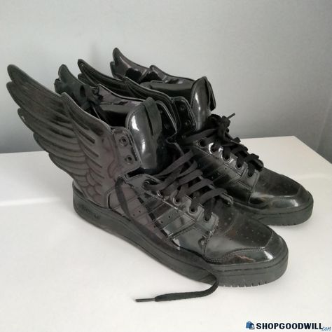 Jeremy Scott adidas wing sneakers shoes men's 11 color black - shopgoodwill.com Adidas Jeremy Scott Wings, Y2k Boy, Jeremy Scott Adidas, Shoes Y2k, Punk Shoes, Wing Shoes, Y2k Clothes, Jeremy Scott, Swag Shoes