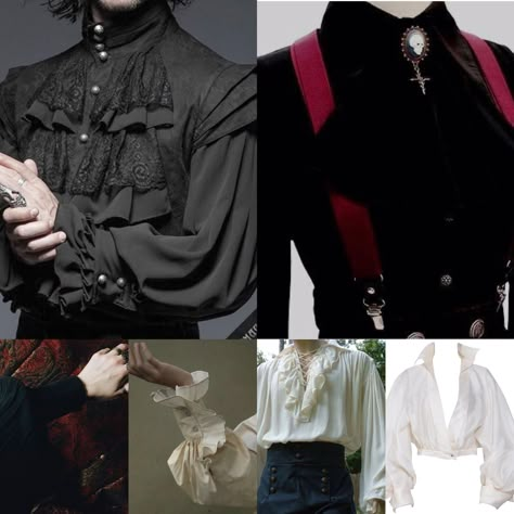 Mens Vampire Outfit, Victorian Runway, Modern Vampire Outfit Casual, Vampire Outfit Victorian, Victorian Menswear, Vampire Prince Outfit, Vampire Shirt Aesthetic, Modern Prince Outfit, Dark Victorian Fashion