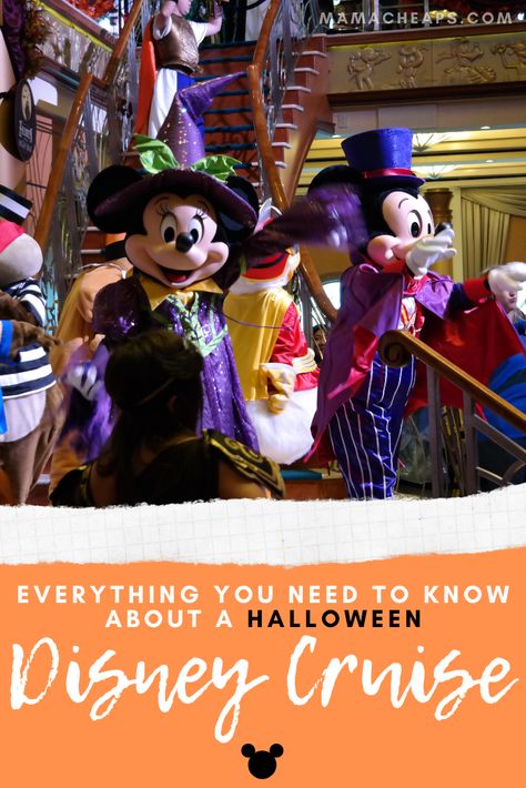 Whether you have booked a Halloween on the High Seas voyage on Disney Cruise Line or you are just thinking about taking the plunge, this post is FULL of great information. From what activities and decorations to expect to how exactly you can go trick or treating on the ship (as well as how much candy to expect) are all outlined in this detailed guide. Lots of information and many easy suggestions! #halloween #dcl #disney #disneycruise #mamacheaps Disney Cruise Halloween On The High Seas, Halloween On The High Seas, Disney Halloween Cruise, Disney Treasure, Cruise Activities, Disney Dream Cruise, What Is Halloween, Disney Treasures, Halloween Disney