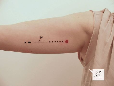 Red Dot Tattoo, Miro Tattoo, Hey Tattoo, Tattoo Coordinates, Tattoo 2017, Artsy Tattoos, Dot Tattoos, Sibling Tattoos, Graphic Abstract