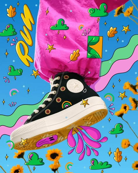 CONVERSE | Behance Converse Advertisement, Ssjg Goku, Converse Art, Doodle Animation, Illustration Poster Design, Converse Design, Hype Beast, Abstract Expressionist Art, Advertising Illustration