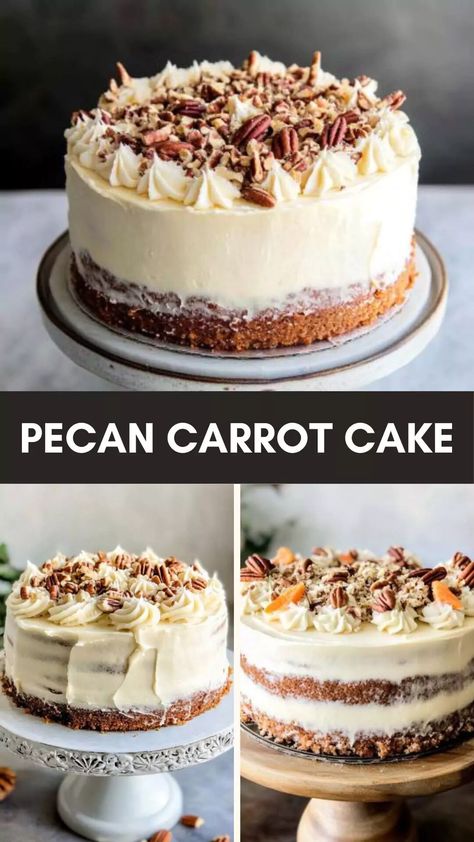 Pecan Carrot Cake – Culinary Chase Pecan Carrot Cake, Carrot Cheesecake, Carrot Desserts, Cheesecake Bites Recipe, Spiced Carrots, Pecan Cake, Autumn Ideas, Crunchy Pecans, Cheesecake Bites