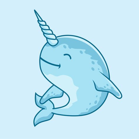 Narwhal Cartoon Cute Ocean An... Cute Narwhal Drawing, Narwhal Drawing, Ice Illustration, Baby Beluga, Cute Frozen, Cute Narwhal, Alphabet Drawing, Food Cartoon, Narwhal