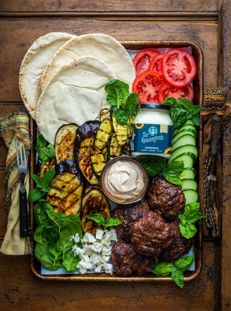 Steak Platter, Dennis Prescott, Beef Kofta, Chipotle Mayonnaise, Cooking Light Recipes, Spiced Beef, Burger Night, Grilled Eggplant, Grilled Veggies