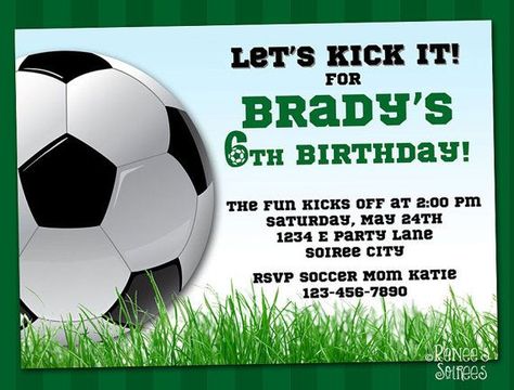 Awesome Printable Birthday Invitations For Free Soccer Party Invitations, Soccer Birthday Invitation, Soccer Birthday Party, Football Party Invitations, Sports Birthday Invitations, Football Invitations, Soccer Birthday Parties, Football Birthday Party, Soccer Birthday