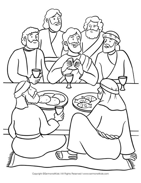 The Last Supper Coloring Page, Bible Pictures To Color, Last Supper Coloring Page, Last Supper Coloring Page Free Printable, The Last Supper Preschool Craft, The Last Supper Activity, Good Friday Coloring Page, Last Supper Sunday School Craft, Last Supper Drawing