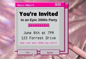 2002 Theme Party, 2000s Theme Invitations, 2005 Themed Party, 2k Themed Party, 2000 Bday Theme, Celebrity Birthday Party Theme, 2000 Theme Invitation, 2000 Birthday Invitations, 2000 Party Theme Early 2000s Invitation