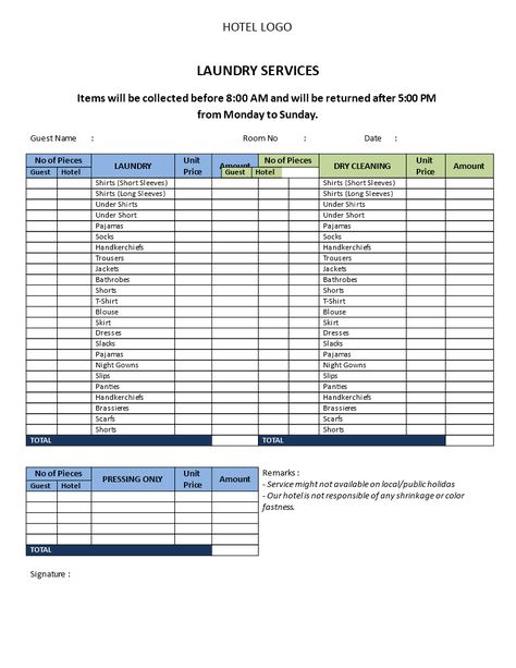 Hotel Laundry Services Price List - Download this Hotel Laundry Services Price List which you can provide to shortterm guests and longterm tenants into your hotel, hostel or guest house Laundry Service Business Ideas, Laundromat Ideas, Laundry Service Business, Laundromat Business, Dry Cleaning Business, Laundry Logo, Hotel Housekeeping, Self Service Laundry, Service Agreement