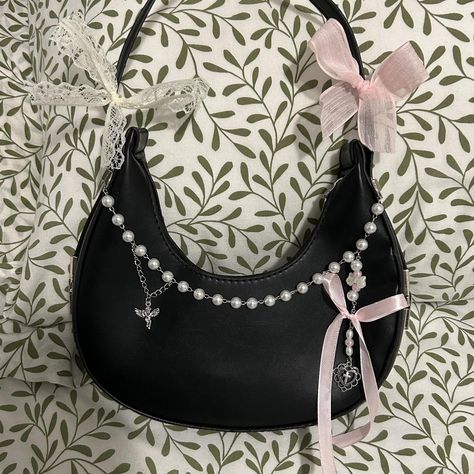 coquette bag #coquette #bag #fairy... - Depop Coquette Shoulder Bag, Coquette Backpack, Coquette Bag, Coquette School, Pink Bags, Japanese Bag, Bags Pink, Pink Coquette, School Outfit