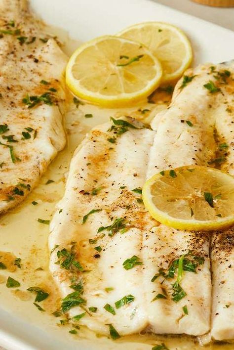 Broiled Trout Recipes, Trout Recipes Baked With Skin, Cracker Barrel Rainbow Trout Recipe, Cooking Trout On Stove, Lake Trout Recipes, Trout With Garlic Lemon Butter Herb Sauce, Lemon Butter Fish Fillet, Baked Trout, White Wine Butter Sauce