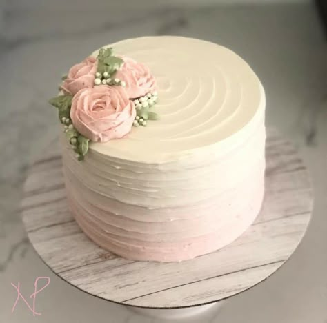 Pink Cake With Buttercream Flowers, Simple Pink Cake Design, Pink Colour Cake Designs Simple, Pink Round Cake Birthday, Pink Vintage Cake Round, Piped Cake, Beauty Of Simplicity, Wedding Anniversary Cakes, Knysna