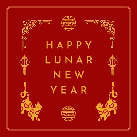 Red and Gold Simplified Traditional Greeting Chinese New Year Instagram Post - Templates by Canva Lunar New Year Greetings, New Year Greeting, Lunar Year, Happy Lunar New Year, Business Cards And Flyers, Marketing Business Card, Book Labels, Year Of The Tiger, Happy Year