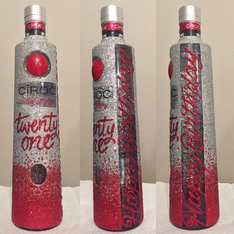 PINK DMND on Instagram: “Place a order now...... #custombottle #glitter #ciroc  #cirocberry #birthday #21stbirthday” Ciroc Bottle Decorated, Decorated Bottles For 21st, Bedazzled Bottles, 21st Birthday Gift Baskets, Ciroc Bottle, Blinged Bottles, Alcohol Bottle Decorations, Bedazzled Liquor Bottles, Bedazzled Bottle