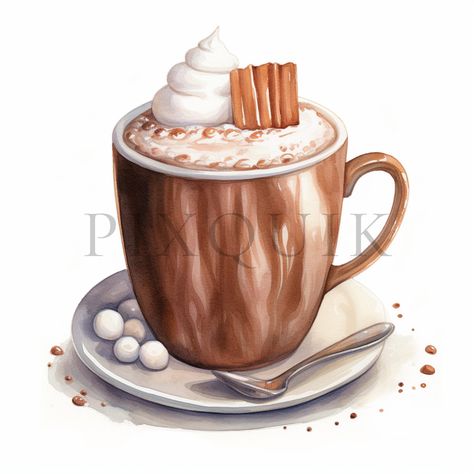 Watercolor Hot Chocolate Mug Clipart | 10 High Quality JPGs | Instant Digital Download | Hot chocolate clipart | Hot cocoa clipart | Clipart by PixQuik on Etsy Hot Cocoa Clipart, Winter Marshmallows, Hot Chocolate Clipart, Mug Clipart, Mug Images, Chocolate Clipart, Drinks Clipart, Food Clipart, Christmas Hot Chocolate