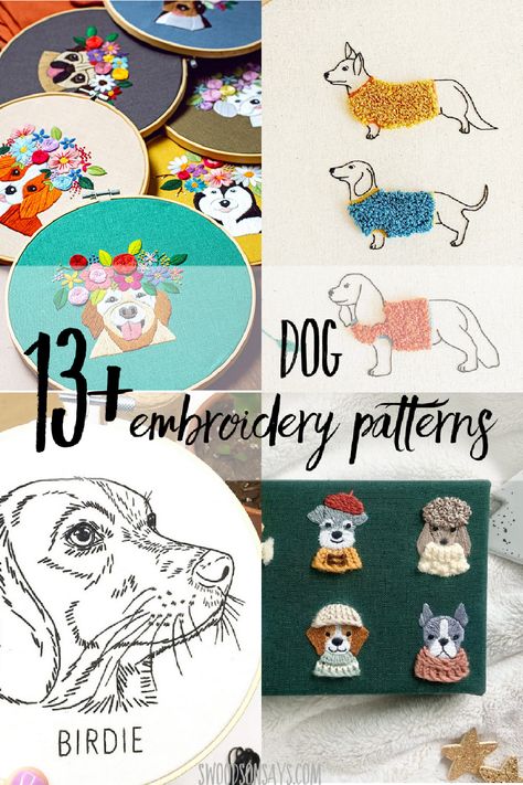 Cute Dog Embroidery, Pet Embroidery Patterns, Miniature Embroidery Ideas, Easy Dog Embroidery, Pet Embroidery Dogs, Dog Hand Embroidery Patterns, Dog Hand Embroidery, Dog Embroidery Designs By Hand, Animal Embroidery Patterns Free