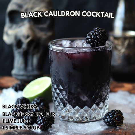 🌟 Stir up some magic with this bewitching Black Cauldron Cocktail! Perfect for spooky nights and Halloween celebrations. 🧙‍♀️🍹 Black Cauldron Cocktail Ingredients: - 2 oz black vodka - 1 oz blackberry liqueur - 1/2 oz lime juice - 1/2 oz simple syrup - Blackberries for garnish Instructions: 1. Fill a shaker with ice. 2. Add black vodka, blackberry liqueur, lime juice, and simple syrup. 3. Shake well and strain into a glass. 4. Garnish with blackberries. 5. Serve and enjoy the magical potio... Cauldron Cocktail, Black Vodka, Cranberry Juice And Vodka, Vodka Cranberry, Cozy Fall Recipes, Black Cauldron, Twisted Recipes, Festive Drinks, Cocktail Ingredients