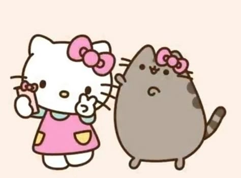 Pusheen And Hello Kitty, Gif Hello Kitty, Pusheen Slippers, Pusheen Hello Kitty, Hello Kitty And Pusheen, Hello Kitty Pusheen, Pusheen Gif, Hello Kitty X Pusheen, Gif Hello