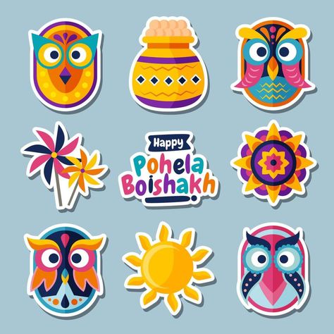 Pohela Boishakh Sticker Poila Boishakh Creative, Sports Wear Fashion Illustration, Pohela Boishakh, New Year's Drawings, Bengali New Year, Bengali Art, Stall Design, Stall Designs, Painting Art Lesson