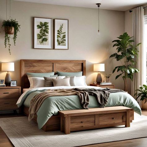 50 Bedroom Ideas and Design Inspiration (2024) Main Bedroom Furniture Ideas, Wooden Bed Frames Ideas, Wooden Bedroom Ideas Decor, Master Bedrooms With Wooden Bed, Golden Oak Bedroom Ideas, Bedroom Ideas Wood Paneling, Bedroom Ideas With Wooden Floor, Wood Inspired Bedroom, Bedroom Ideas With Oak Furniture