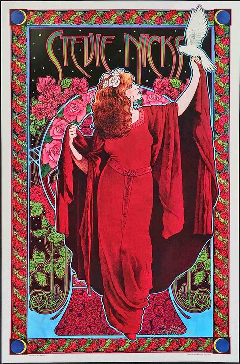 80s Posters Art, Stevie Nicks Poster, White Winged Dove, Classic Rock Lyrics, Stevie Nicks Concert, Rock Poster Art, Dove Tattoo, Shop Stevie, Promo Poster