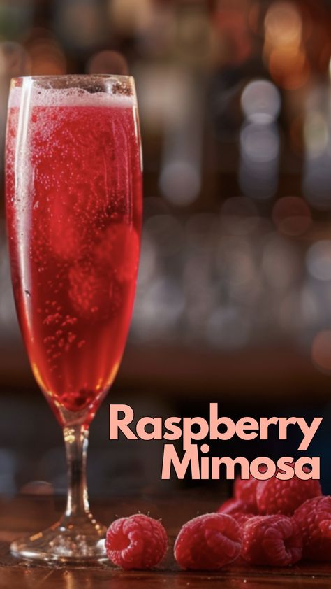 Raspberry Mimosa, Mimosa Cocktail Recipes, Raspberry Puree, Mimosa Cocktail, Raspberry Cocktail, Raspberry Mojito, Party Bites, Champagne Cocktails, Mimosa Recipe