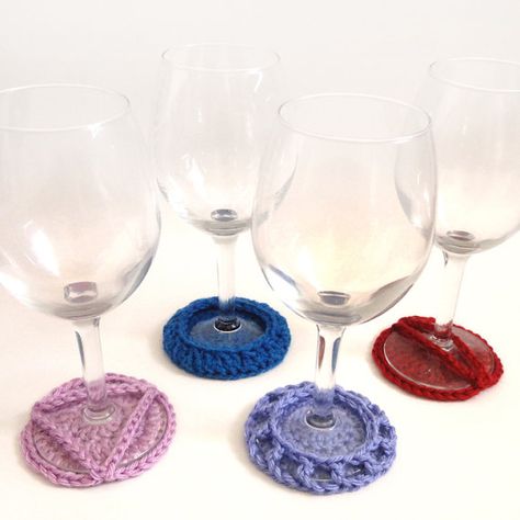 Wine Glass Coasters - PDF Crochet Patterns - Instant Download Wine Glass Coasters, Crochet Wine, Knit Decor, Create Board, Kitchen Crochet, Cup Cozies, Crochet Coasters Free Pattern, Crochet Coaster Pattern, Crochet Coaster