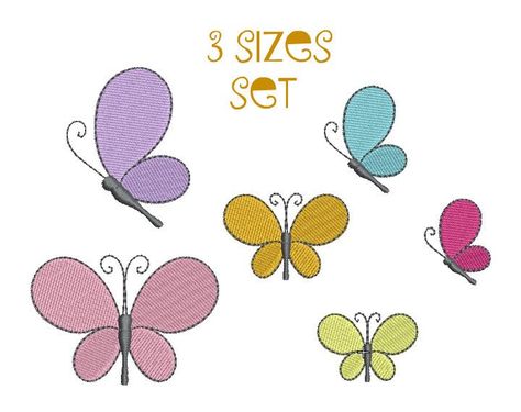 Embroidery Designs Butterfly, Butterfly Stitches, Mini Embroidery, Design Butterfly, Butterfly Embroidery, Kinds Of Fabric, Star Stitch, Butterfly Pattern, Machine Embroidery Design