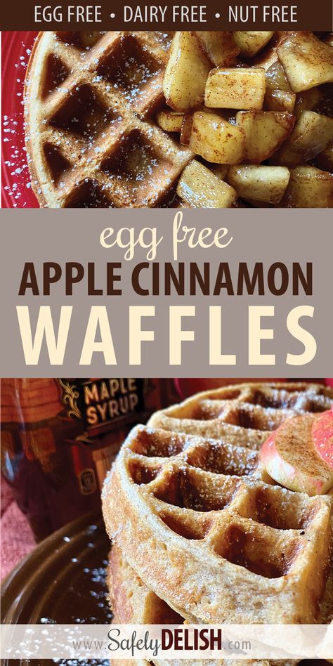 Waffles Dairy Free, Waffle Hacks, Apple Cinnamon Waffles, Egg Free Baking, Egg Free Breakfast, Cinnamon Waffles, Dairy Recipes, Waffle Iron Recipes, Vegan Waffles