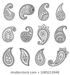 Mehndi Doodles, Ice Cookies, Paisley Drawing, Mehndi Designs Finger, Paisley Tattoos, Henna Black, Henna Hand Designs, Paisley Tattoo, Bodysuit Tattoos