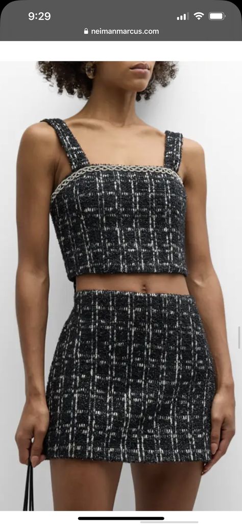 Tweed Crop Top, White Silk Blouse, Tweed Top, Black Crop Top Tank, Sequin Crop Top, Crop Tank Top, Feminine Aesthetic, Floral Crop Tops, Tankini Top