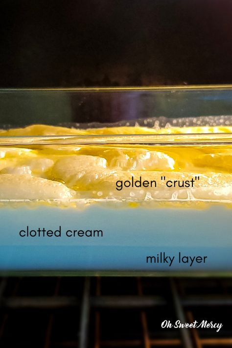 Layers of the clotted cream Homemade Clotted Cream, Clotted Cream Instant Pot, Clotted Cream Recipe, Clotted Cream Recipes, Leftover Milk, British Foods, Dairy Recipes, Homemade Buns, British Recipes