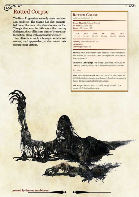 Bloodborne Concept Art, Monster Manual, Dnd Stats, Mythical Monsters, Dungeons And Dragons 5e, Dnd Dragons, D D Monsters, Dnd 5e Homebrew, Dungeons And Dragons Game