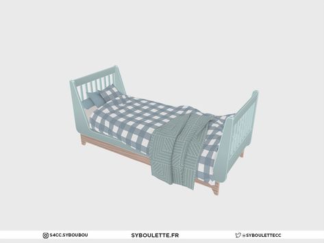 The Sims Resource - Advent 2022 - Kid single bed Pink Toddler Bed, Hippie Bed, Kids Bed Furniture, Sims 4 Beds, Kids Single Beds, Sims 4 Bedroom, Rattan Bed, Toddler Beds, Sims 4 Cc Packs