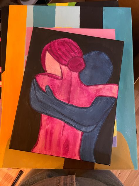 Easy Relationship Paintings, Couple Painting Ideas On Canvas, Hand Paint Couple Canvas, Thermal Art, Romantic Paintings Couple Easy, Valentine’s Day Painting On Canvas For Boyfriend, Acrylic Painting Love Couple, Spiderman Painting, Pencil Drawing Images