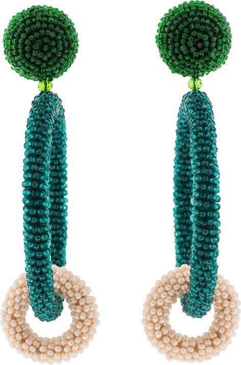 OSCAR DE LA RENTA Two Tone Double Hoop Beaded Earrings Hoop Beaded Earrings, Diy Jewelry Projects, Bead Crochet Rope, Marissa Collections, Beaded Jewelry Patterns, Bead Crochet, Fabric Jewelry, Jewelry Patterns, Jewelry Projects