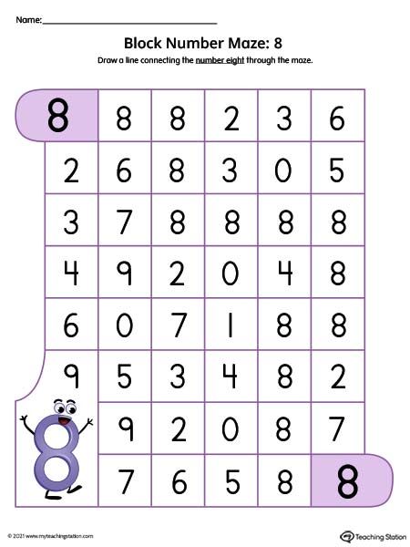 Early Childhood Math Worksheets | MyTeachingStation.com Preschool Math Curriculum, Maths Homework, Number Maze, Maze Worksheet, Number Eight, Math Homework, Disney Phone Wallpaper, Number Recognition, Math Curriculum