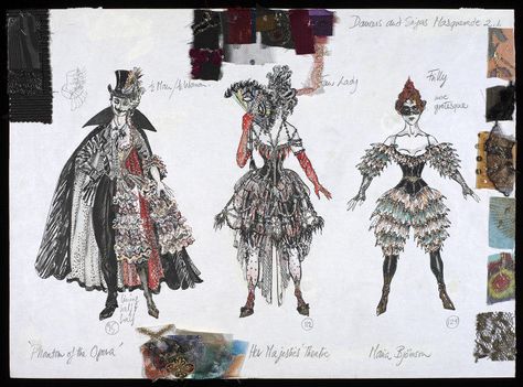 The Phantom of the Opera (dancers & singers in Masquerade). Costume design by Maria Bjornson. Costume Design Sketch, Miss V, The Phantom Of The Opera, Costume Drama, The Phantom, The Opera, Phantom Of The Opera, Victoria And Albert, Victoria And Albert Museum